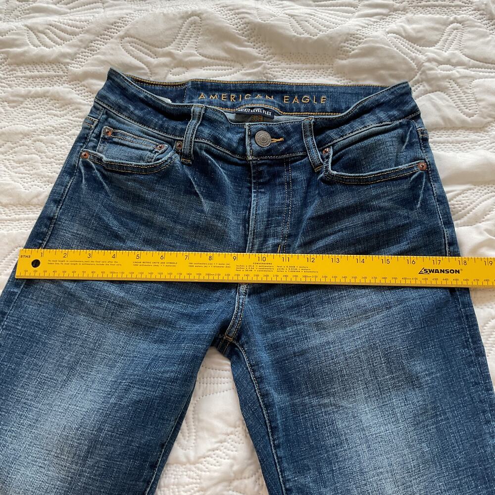 American Eagle Next Level Original Straight Fit Dark Wash Mid Rise Size 30 x 32 - Picture 7 of 13